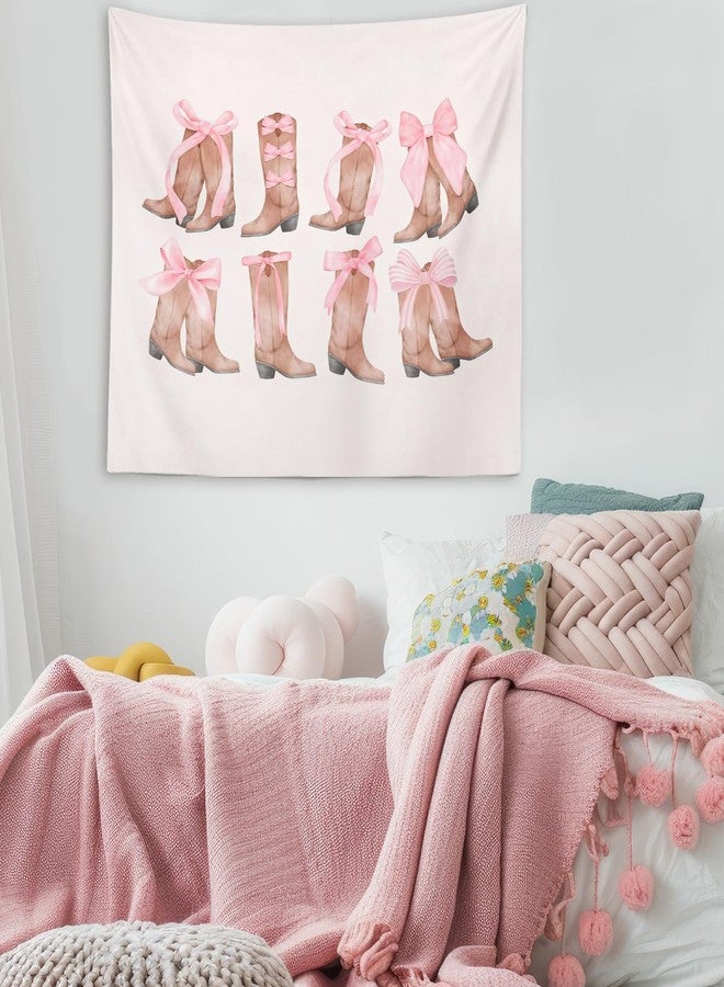OXW Coquette Cowgirl Bow Tapestry Wall Hanging, Western Cowgirl Wall Art Room Decor for Teen Girls, Pink Bow Decor for Girls Room Women Dorm College Apartment, 50×60 inches - Image 2